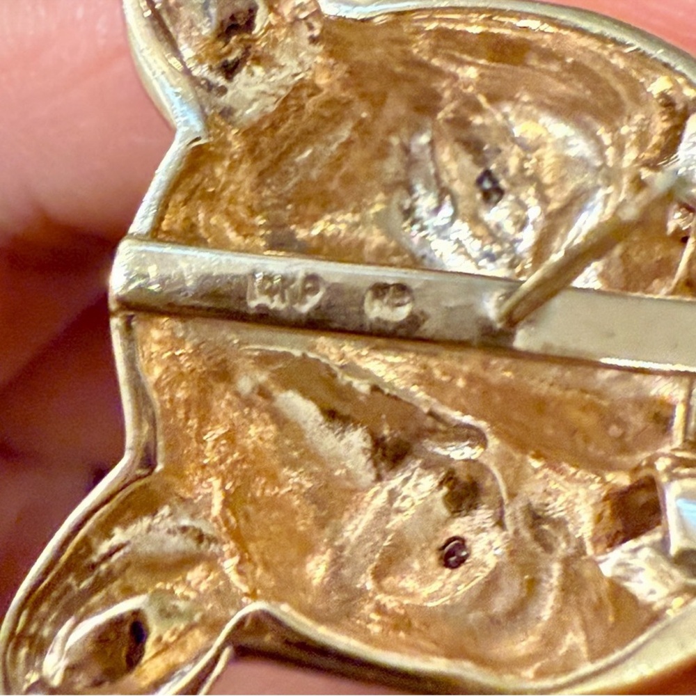 14k solid Gold Panther Earrings with Red Accent. 38.80 grams - Picture 4 of 7